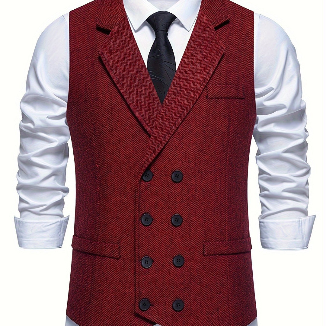 Christopher | Men's Houndstooth Vest with a Vintage Lapel And Double-Breasted Design