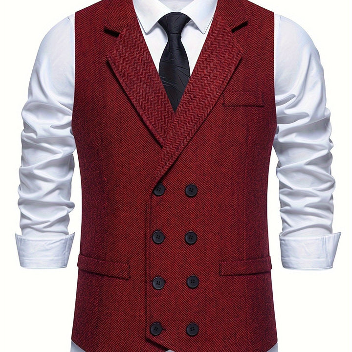 Christopher | Men's Houndstooth Vest with a Vintage Lapel And Double-Breasted Design