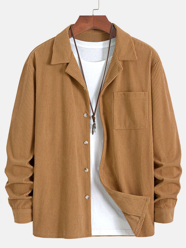 Daniel | Long Sleeve Corduroy Cuban Collar Shirt