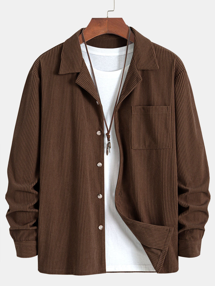 Daniel | Long Sleeve Corduroy Cuban Collar Shirt