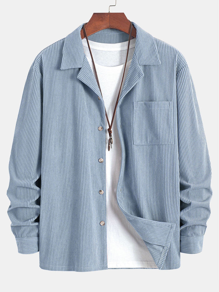 Daniel | Long Sleeve Corduroy Cuban Collar Shirt