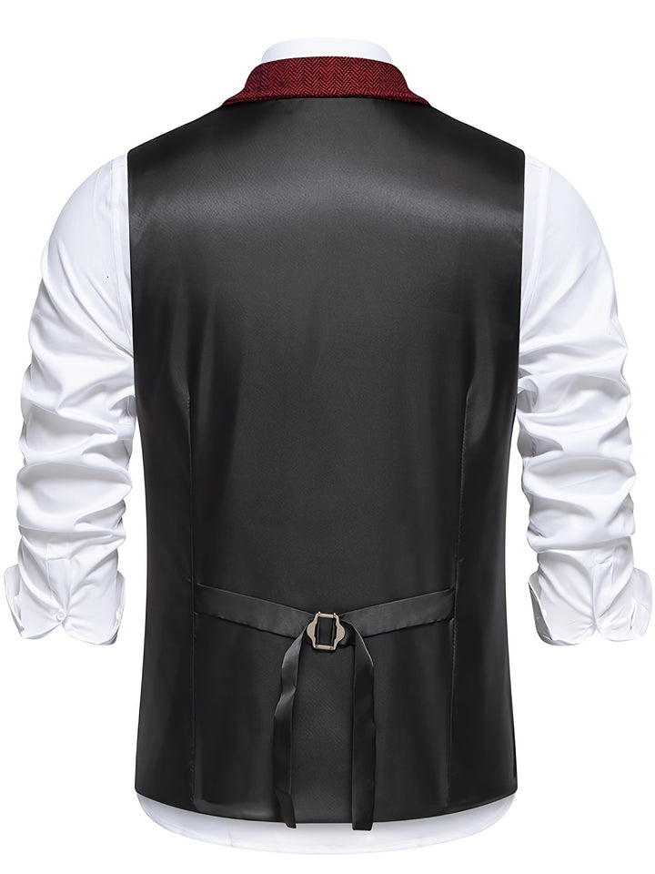 Christopher | Men's Houndstooth Vest with a Vintage Lapel And Double-Breasted Design