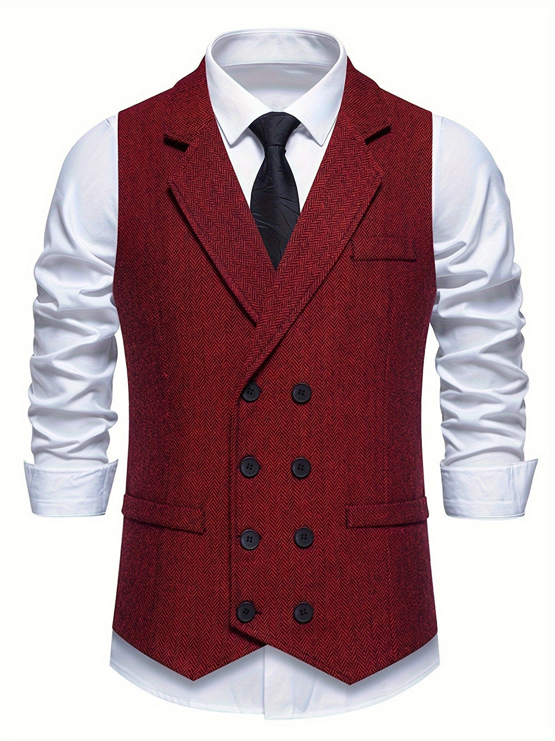 Christopher | Men's Houndstooth Vest with a Vintage Lapel And Double-Breasted Design