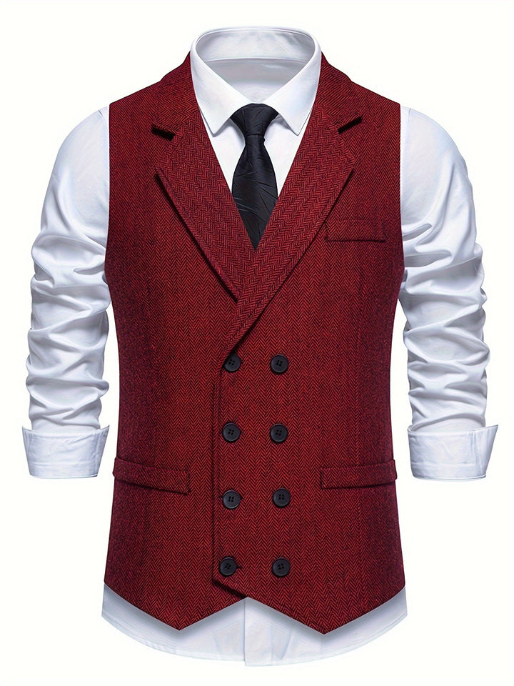 Christopher | Men's Houndstooth Vest with a Vintage Lapel And Double-Breasted Design