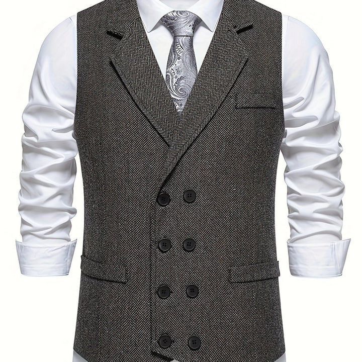 Christopher | Men's Houndstooth Vest with a Vintage Lapel And Double-Breasted Design
