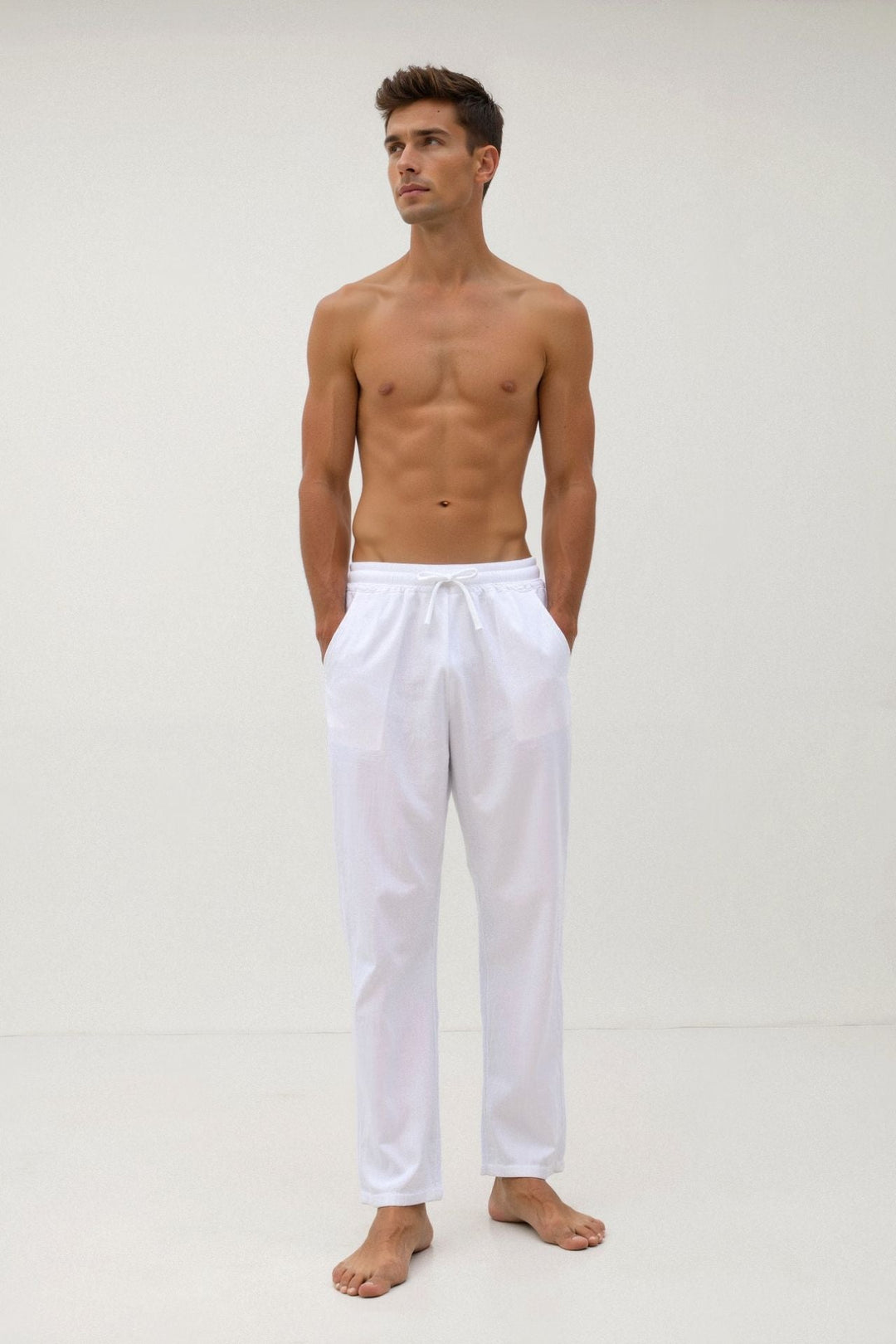 BENSON Cotton & Linen Blend Drawstring Pants