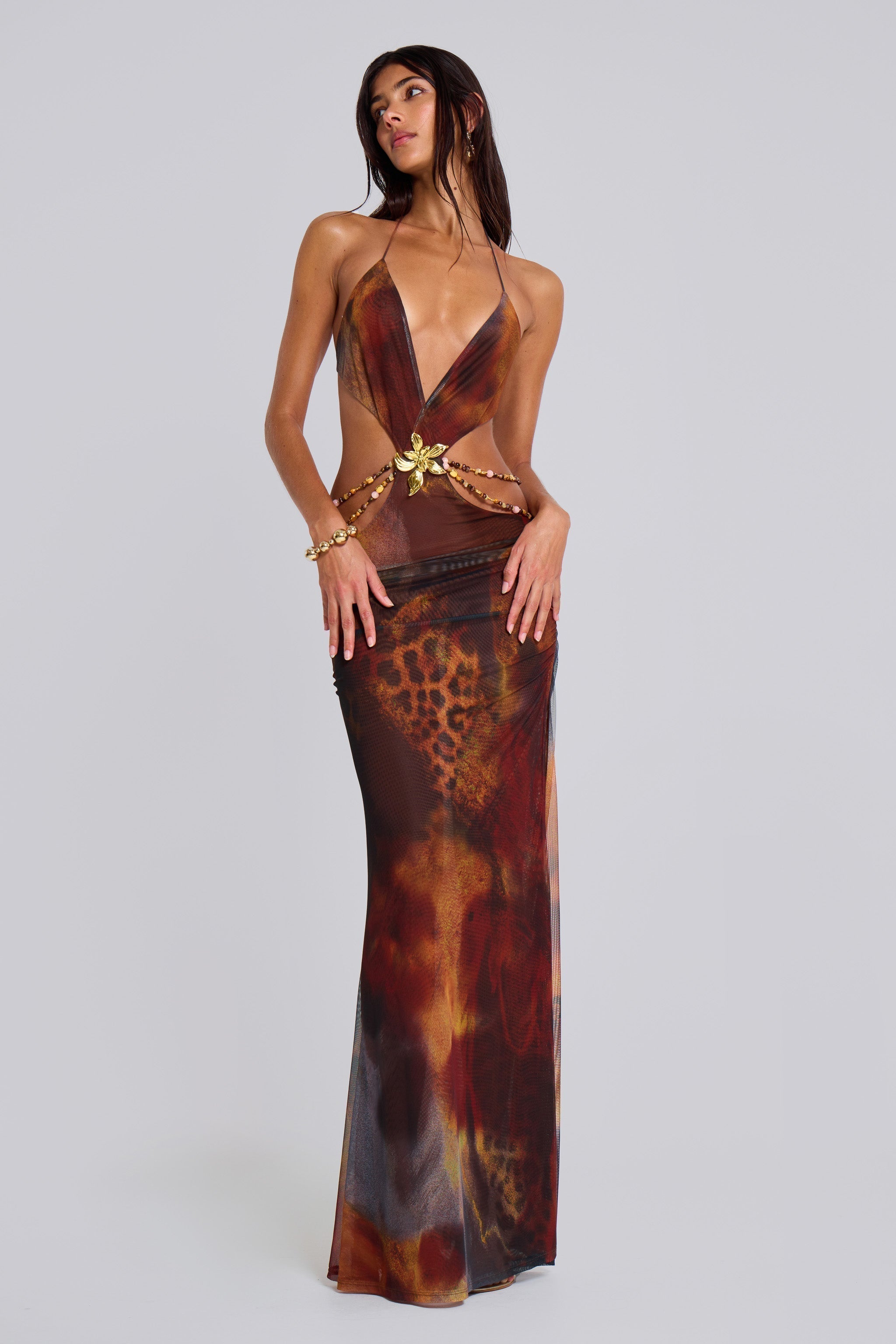 Maxi Jungle Whiskey Dress