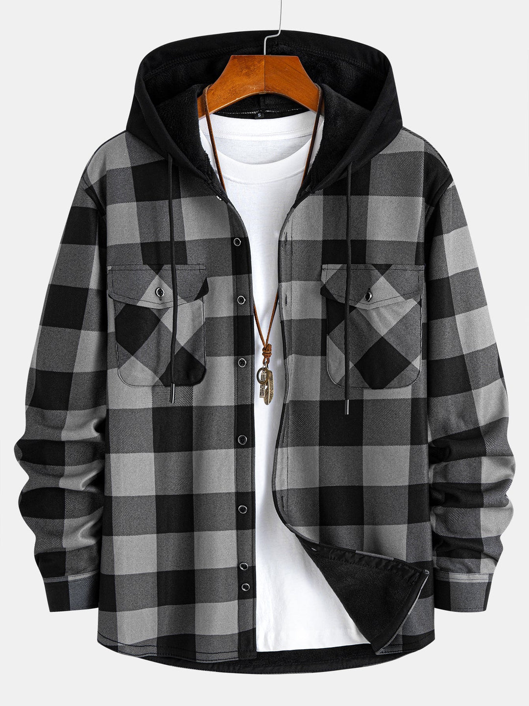 David | Flannel fleece lined hoodie shirt
