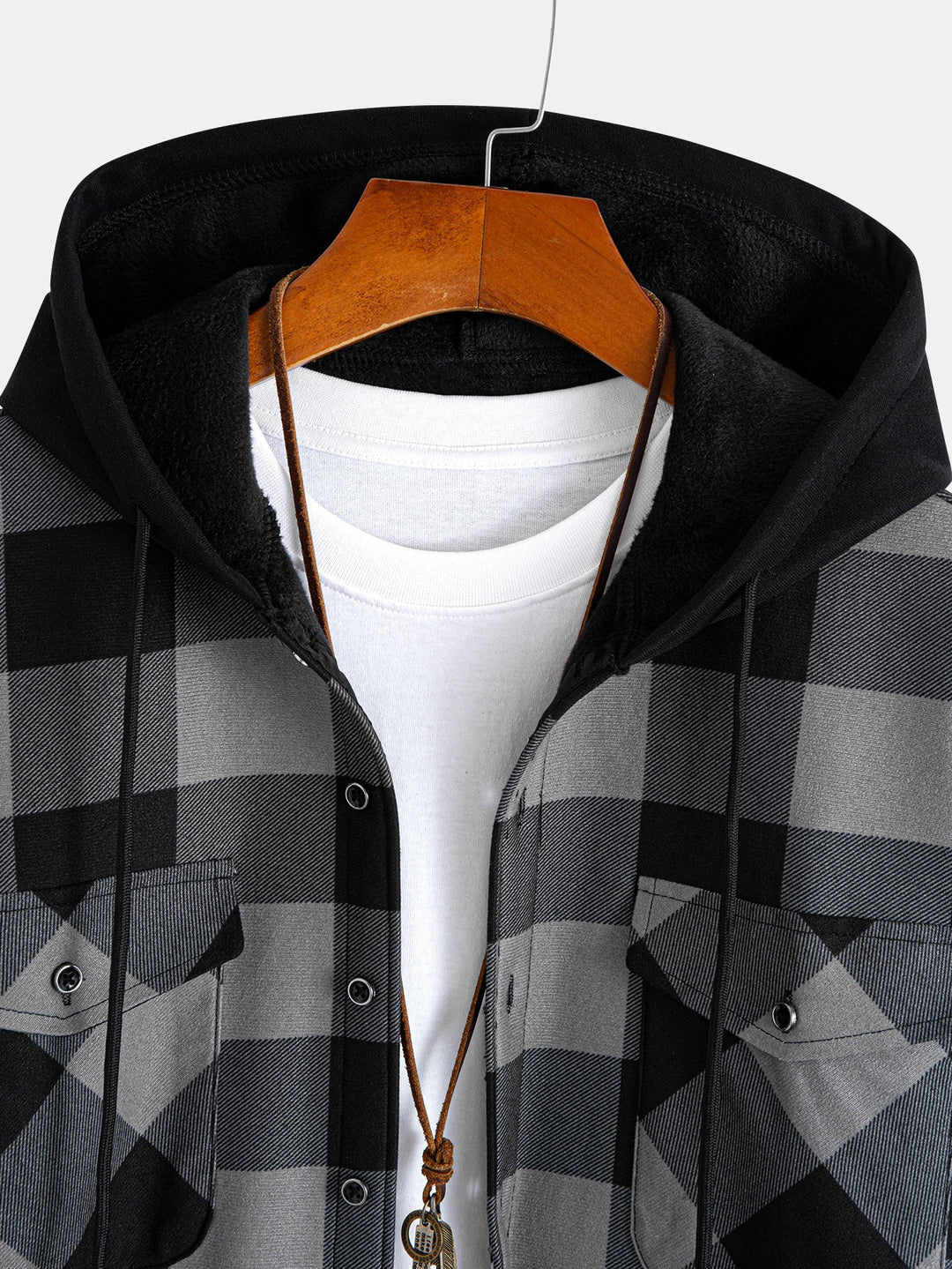 David | Flannel fleece lined hoodie shirt