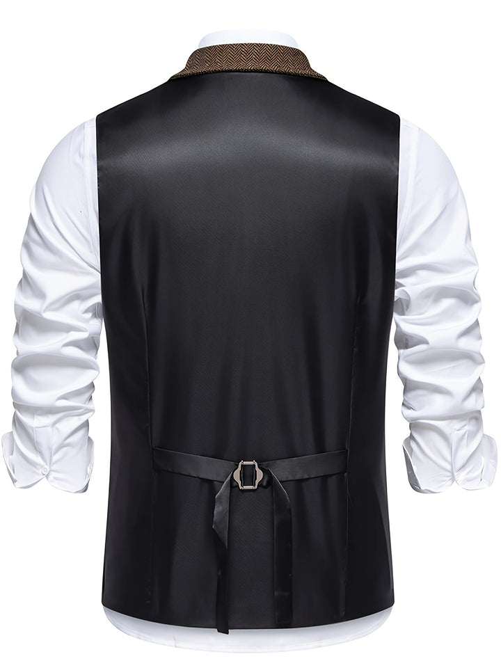 Christopher | Men's Houndstooth Vest with a Vintage Lapel And Double-Breasted Design