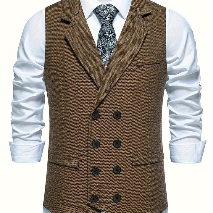 Christopher | Men's Houndstooth Vest with a Vintage Lapel And Double-Breasted Design