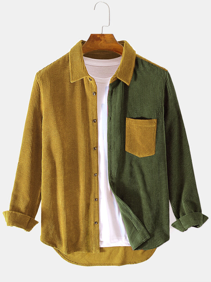Matthew | Corduroy Patchwork Long Sleeve Shirts