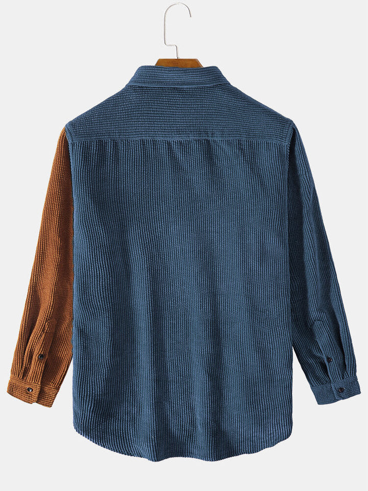 Matthew | Corduroy Patchwork Long Sleeve Shirts