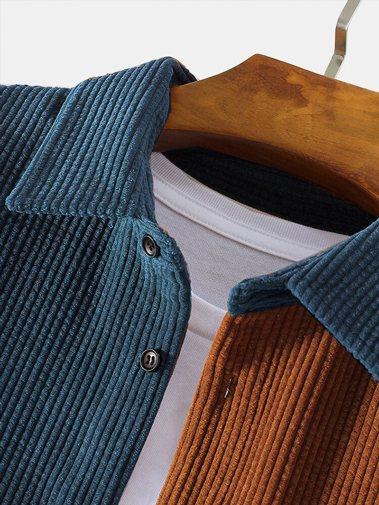 Matthew | Corduroy Patchwork Long Sleeve Shirts