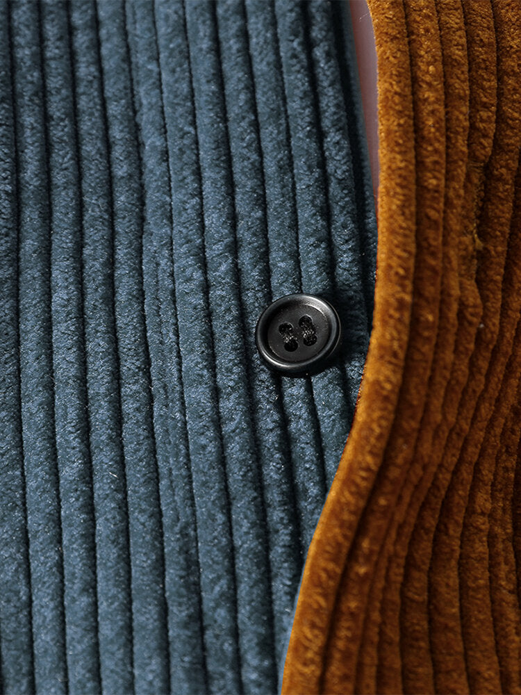 Matthew | Corduroy Patchwork Long Sleeve Shirts