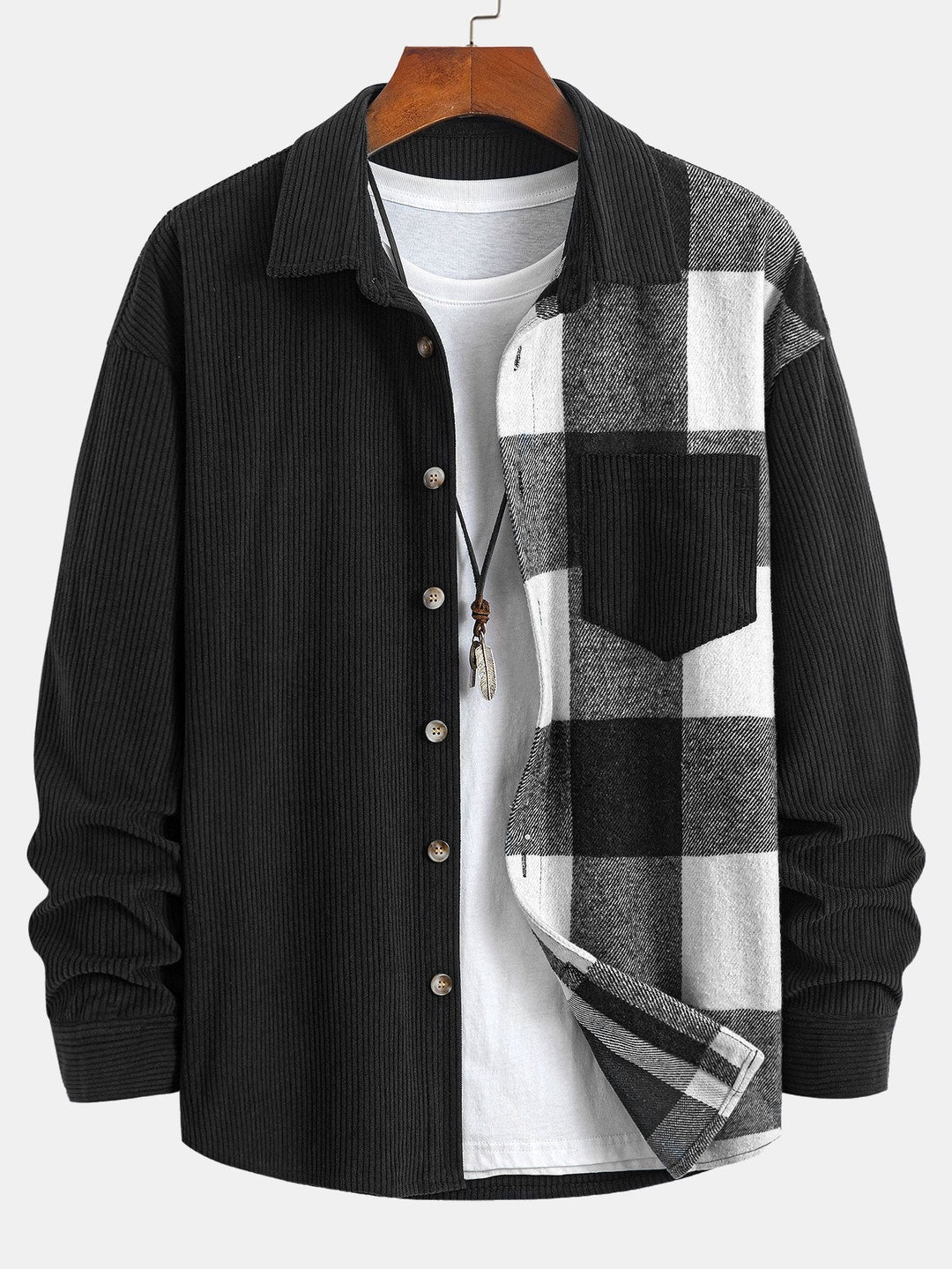 Andrew | Relax Fit Corduroy Check Patchwork Shirt