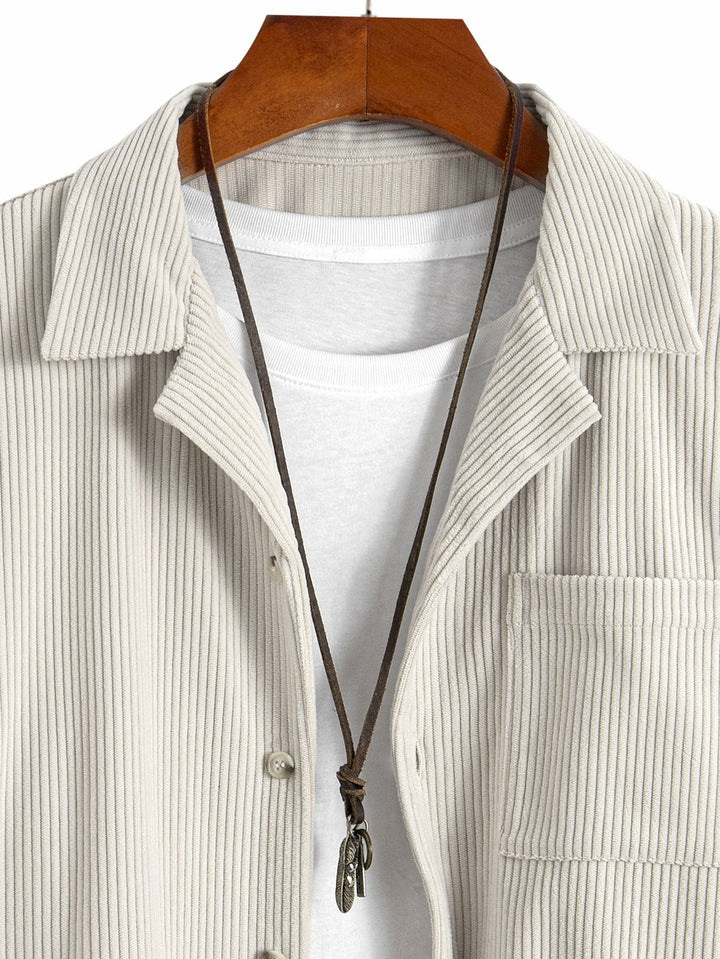 Daniel | Long Sleeve Corduroy Cuban Collar Shirt