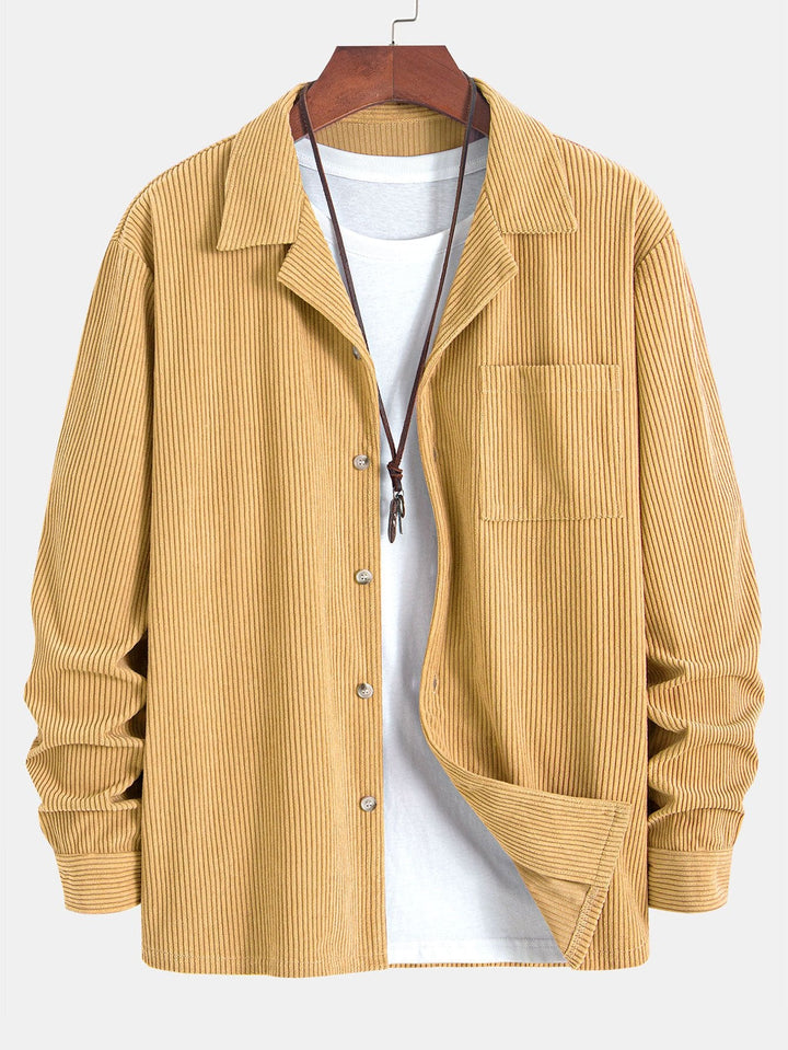 Daniel | Long Sleeve Corduroy Cuban Collar Shirt