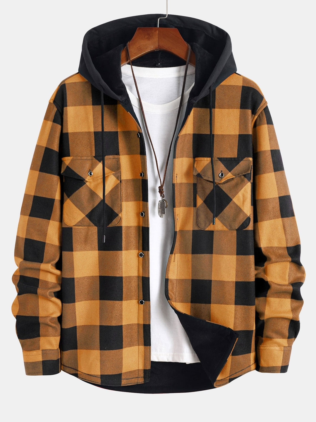 David | Flannel fleece lined hoodie shirt