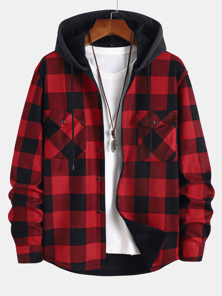 David | Flannel fleece lined hoodie shirt
