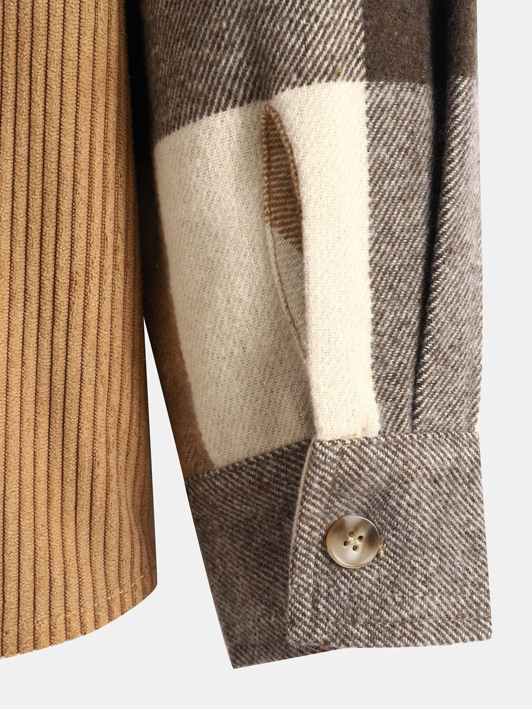 Charles | Relaxed Fit Flannel Check Corduroy Patchwork Hoodie Shirt